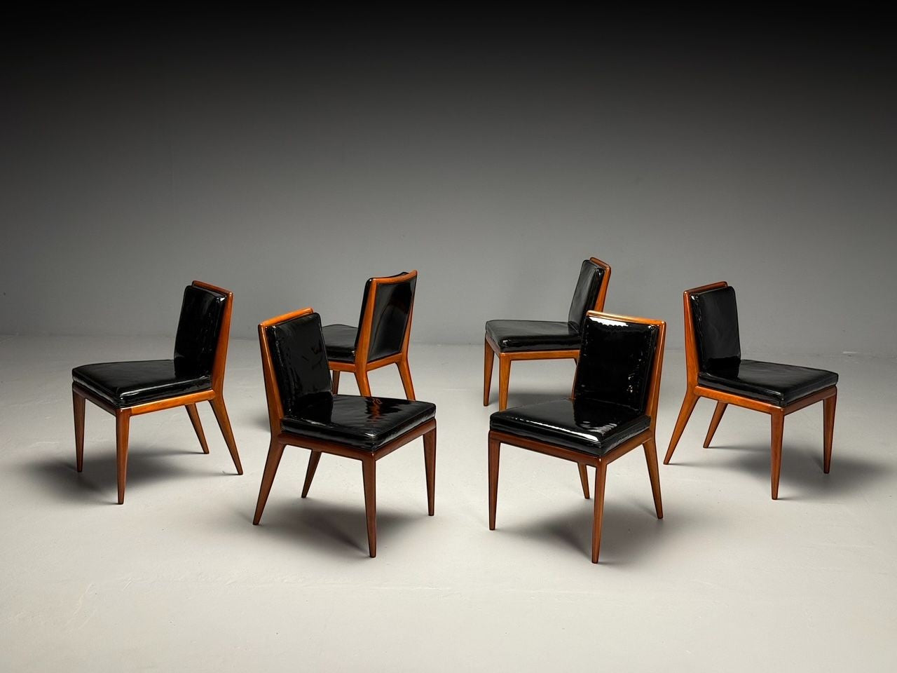 T.H. Robsjohn Gibbings, Widdicomb, Mid-Century Modern, Six Dining Chairs, Walnut