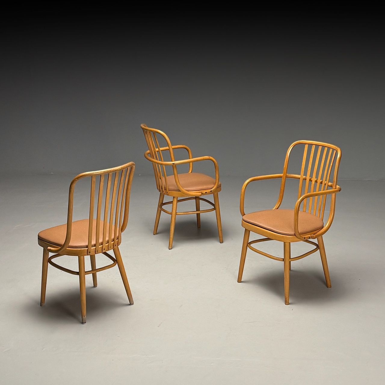 Josef Hoffmann, Ligna, Mid-Century Modern, Bistro Chairs, Czech Republic, 1970s