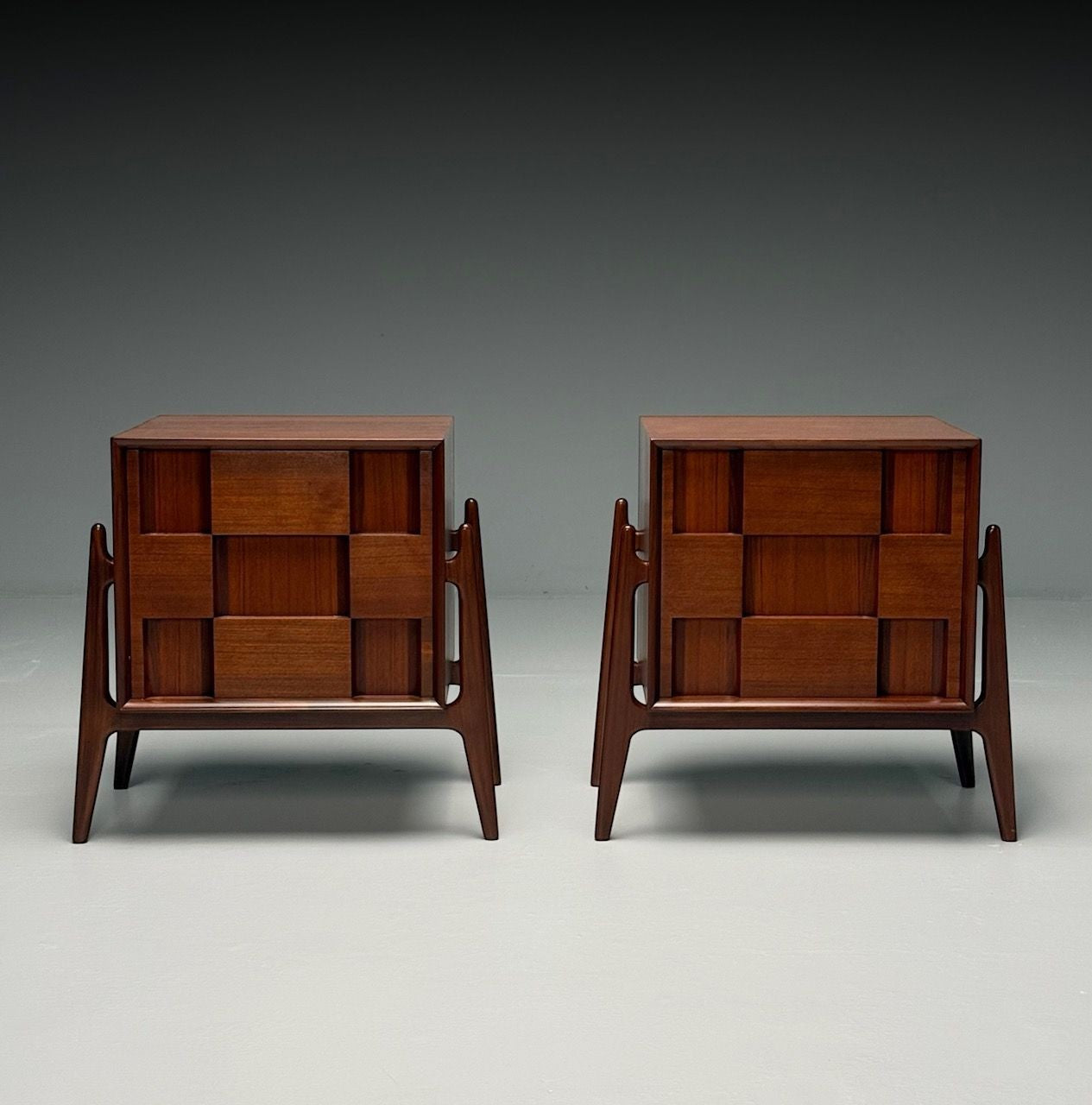 Jorgen Clausen, Danish Mid-Century Modern, Sculptural Nightstands, Teak, 1960s