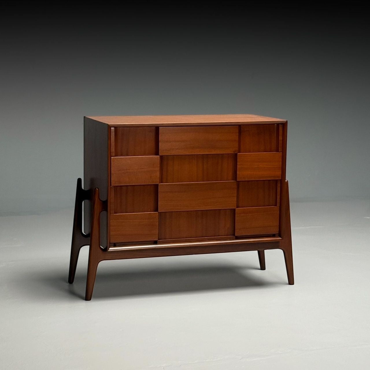 Jorgen Clausen, Danish Mid-Century Modern, Sculptural Nightstand, Teak, 1960s