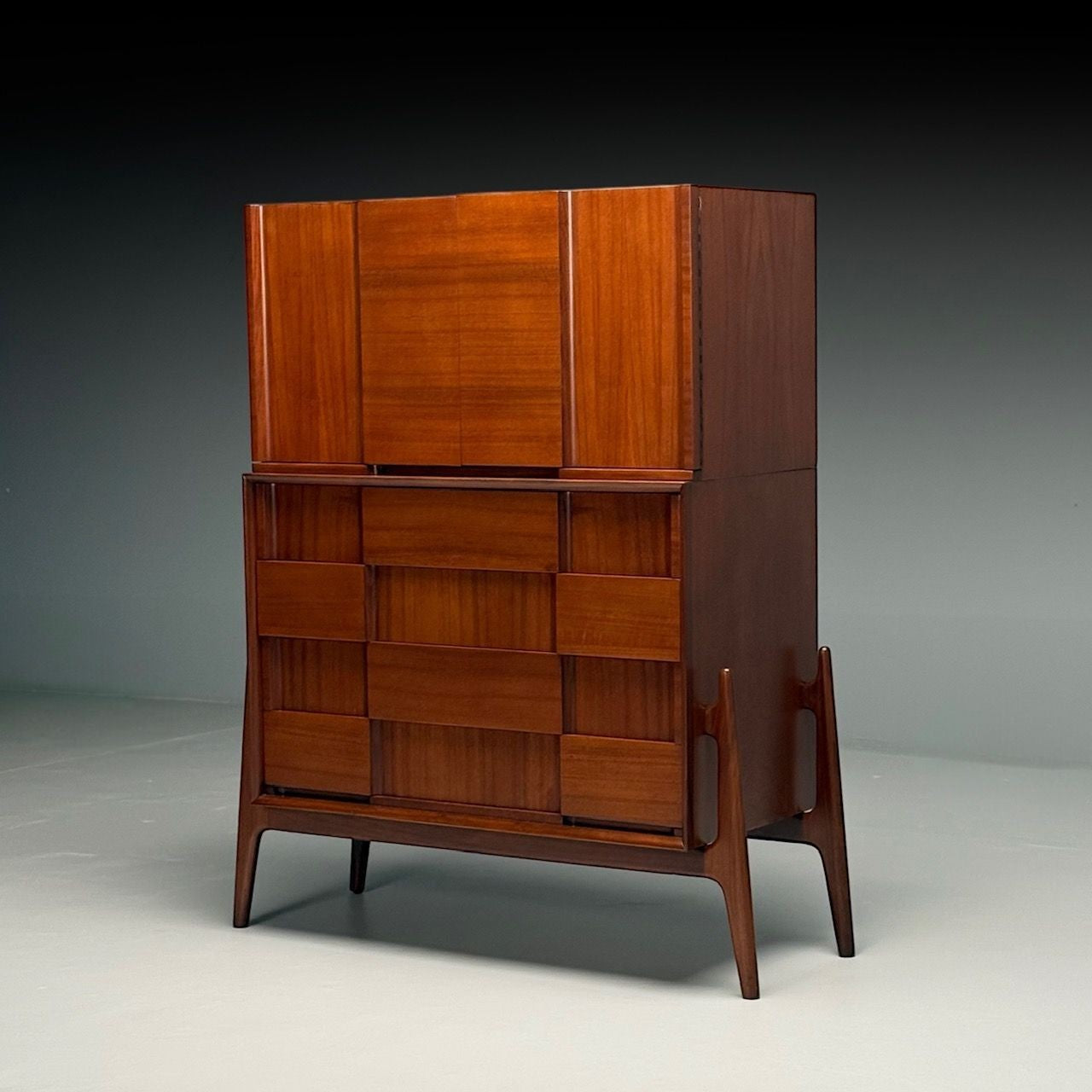 Jorgen Clausen, Danish Mid-Century Modern, Sculptural Highboy, Teak, 1960s