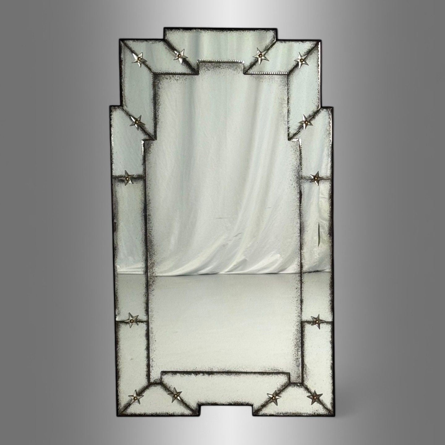 Art Deco Style, Venetian Wall Mirrors, Antiqued and Beveled Glass, 21st C.