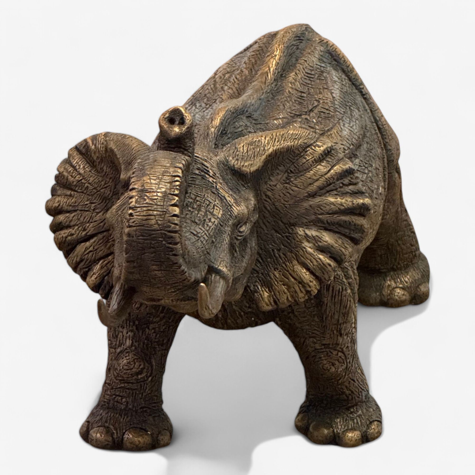 Modern African Elephant Sculpture, Hot Cast Bronze, American, 21st C.