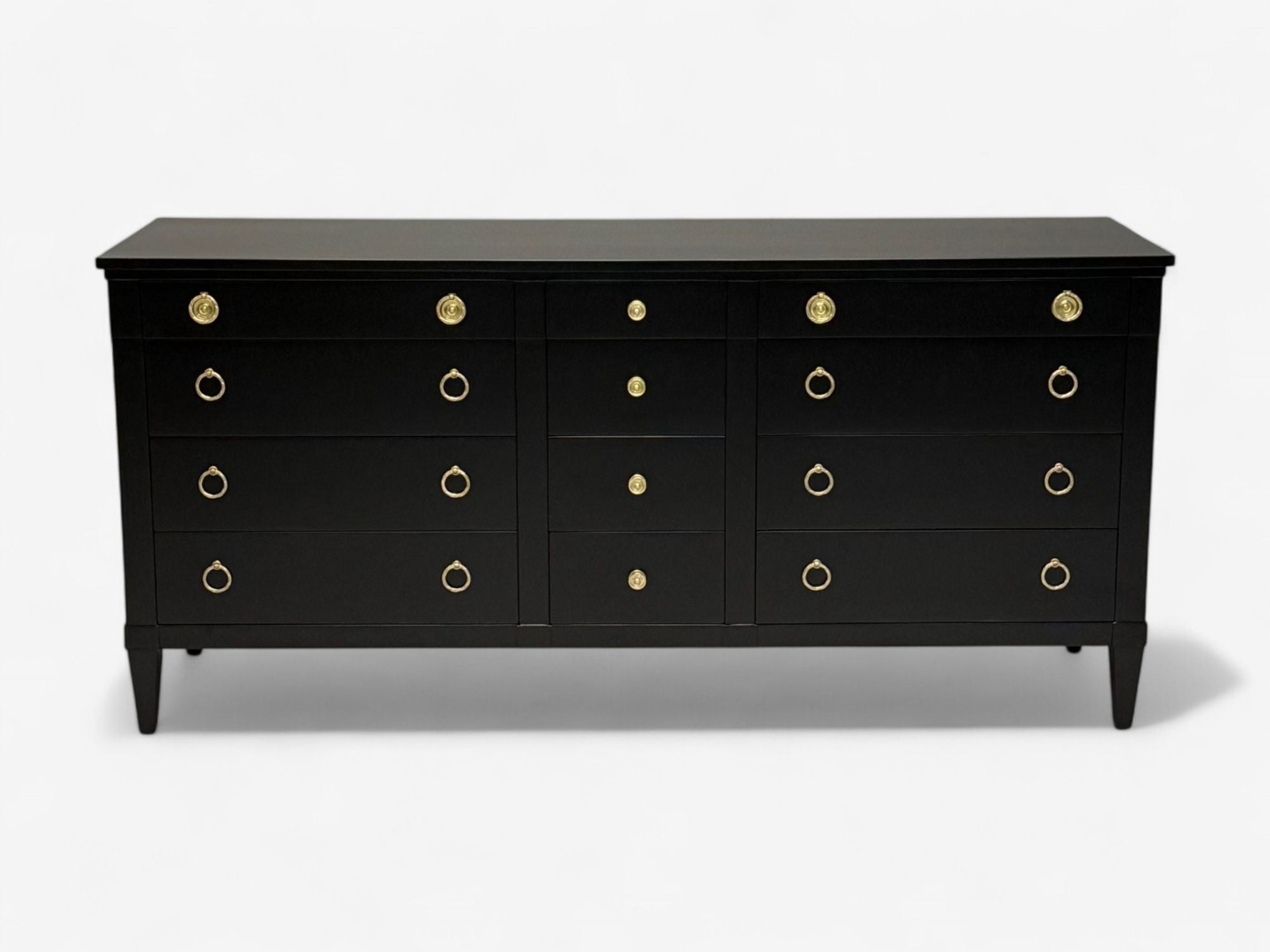 Charak, Hollywood Regency Style, Dresser, Black Painted Wood, Brass, USA, 1962