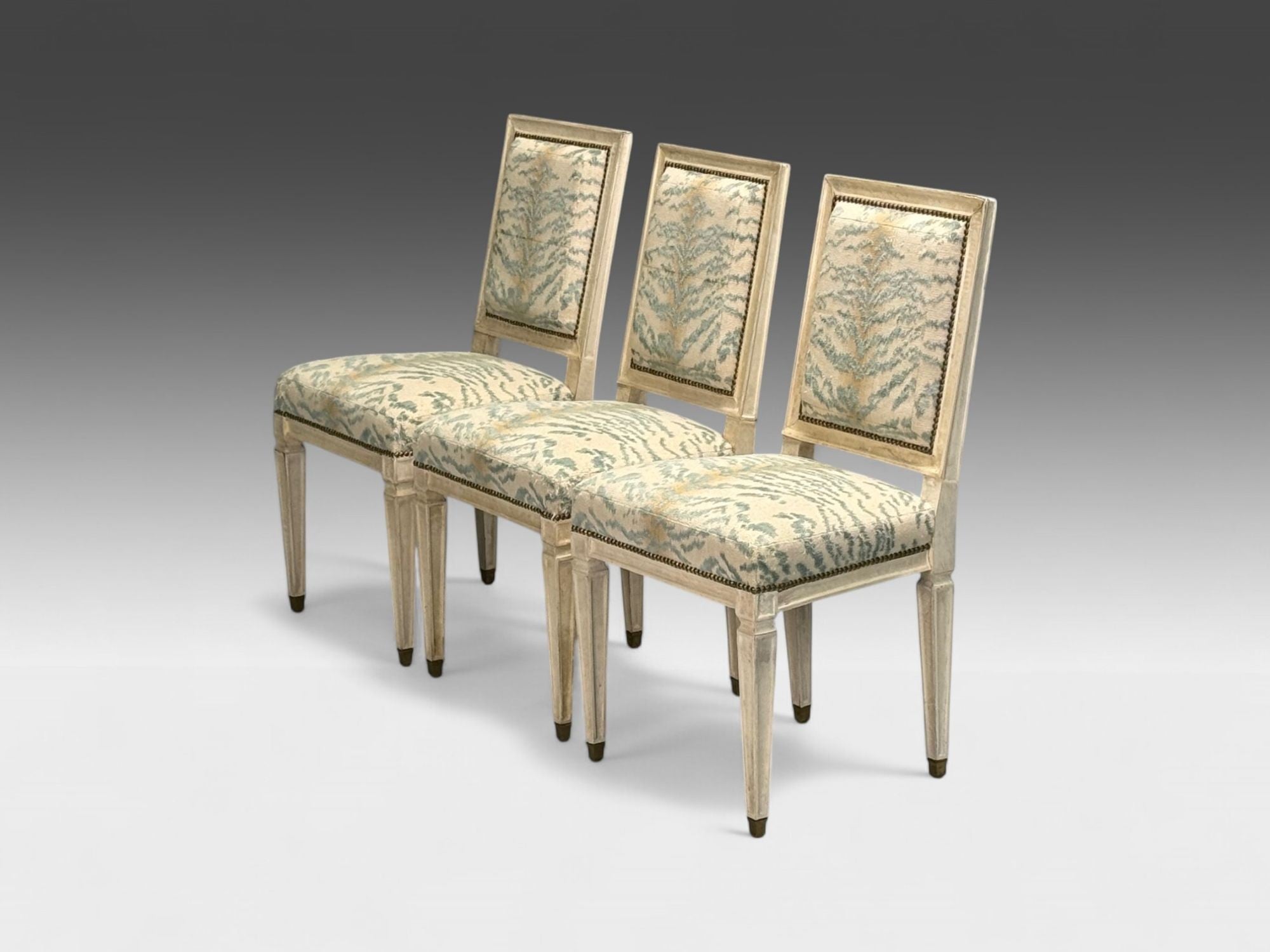 Jean-Michel Frank, Louis XVI Style, Six Dining Chairs, Parchment, France, 1930s