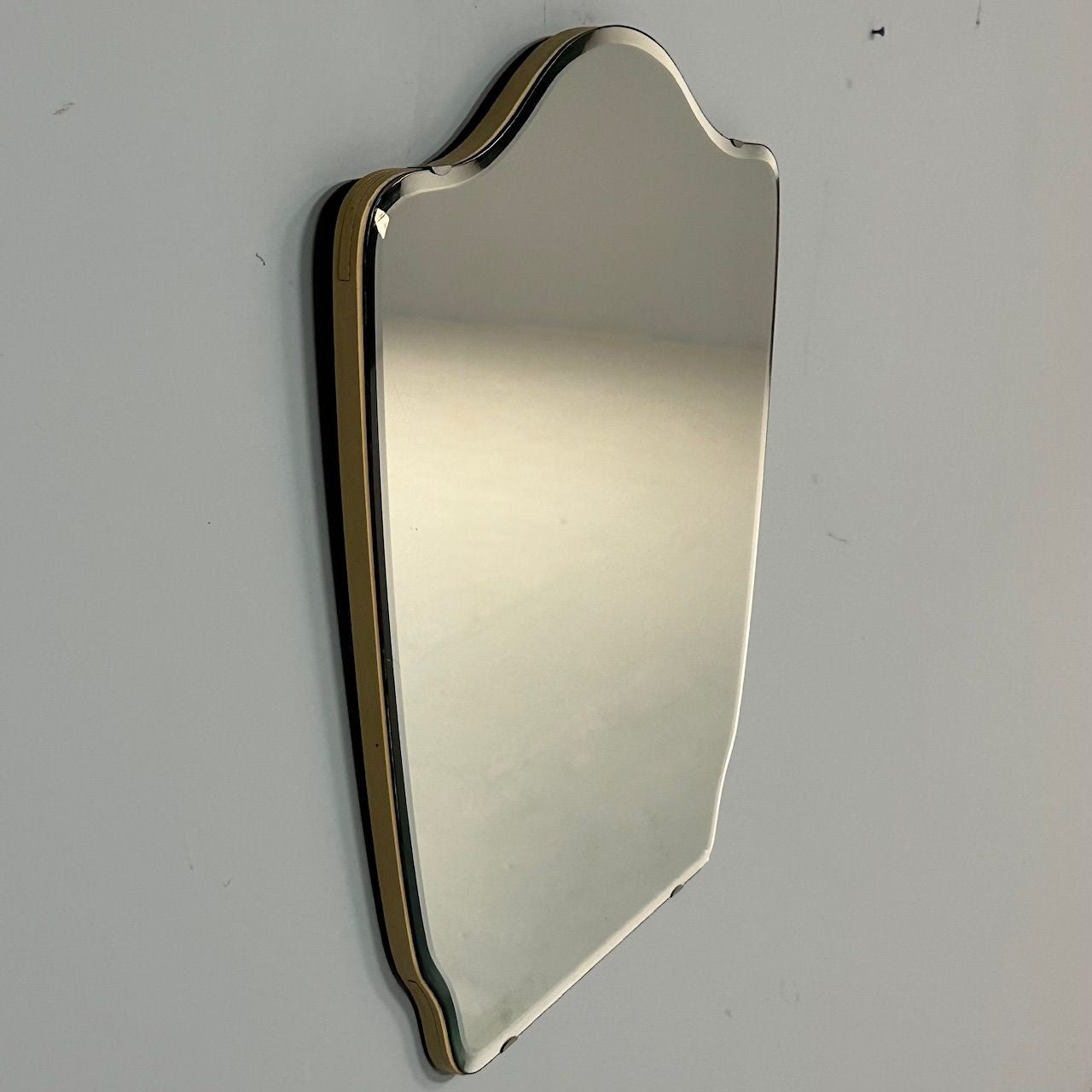 Swedish Mid-Century Modern, Small Wall Mirror, Shield Form, Sweden, 1970s