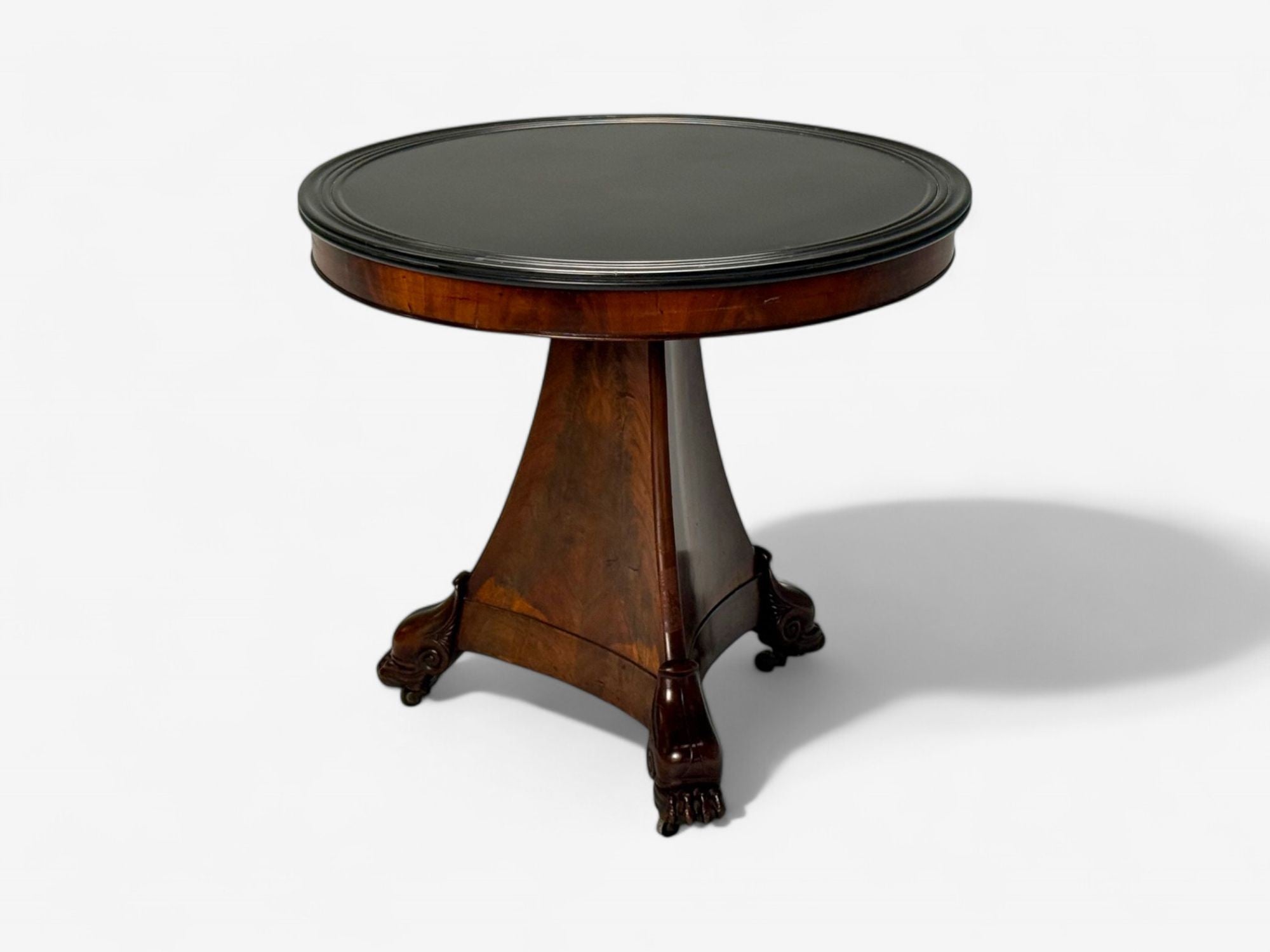 Charles X, French Empire, Flame Mahogany, Slate, Gueridon Table, 19th C.