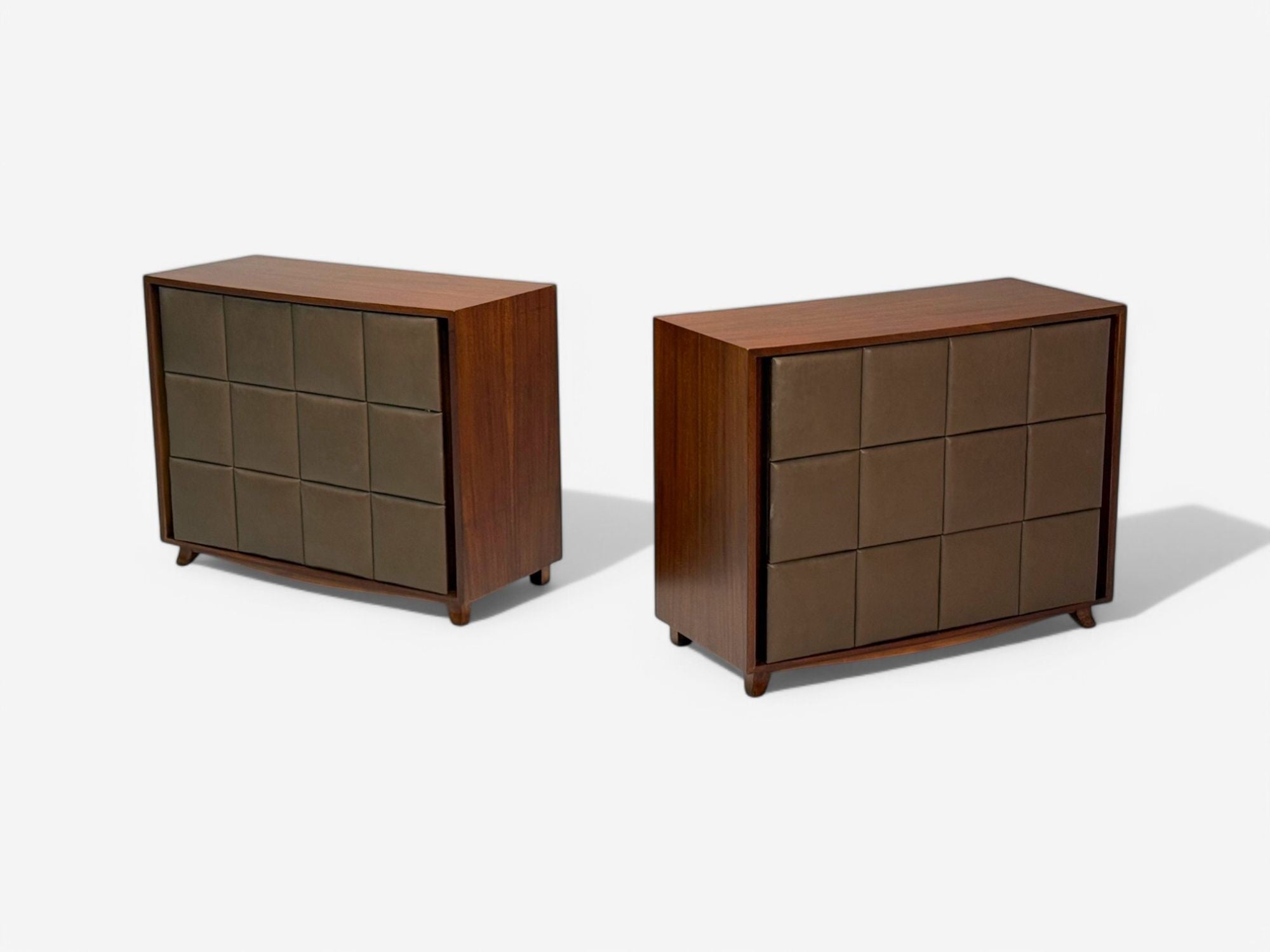 Gilbert Rohde, Mid-Century Modern, Dressers, Leather, Stained Wood, 1940s