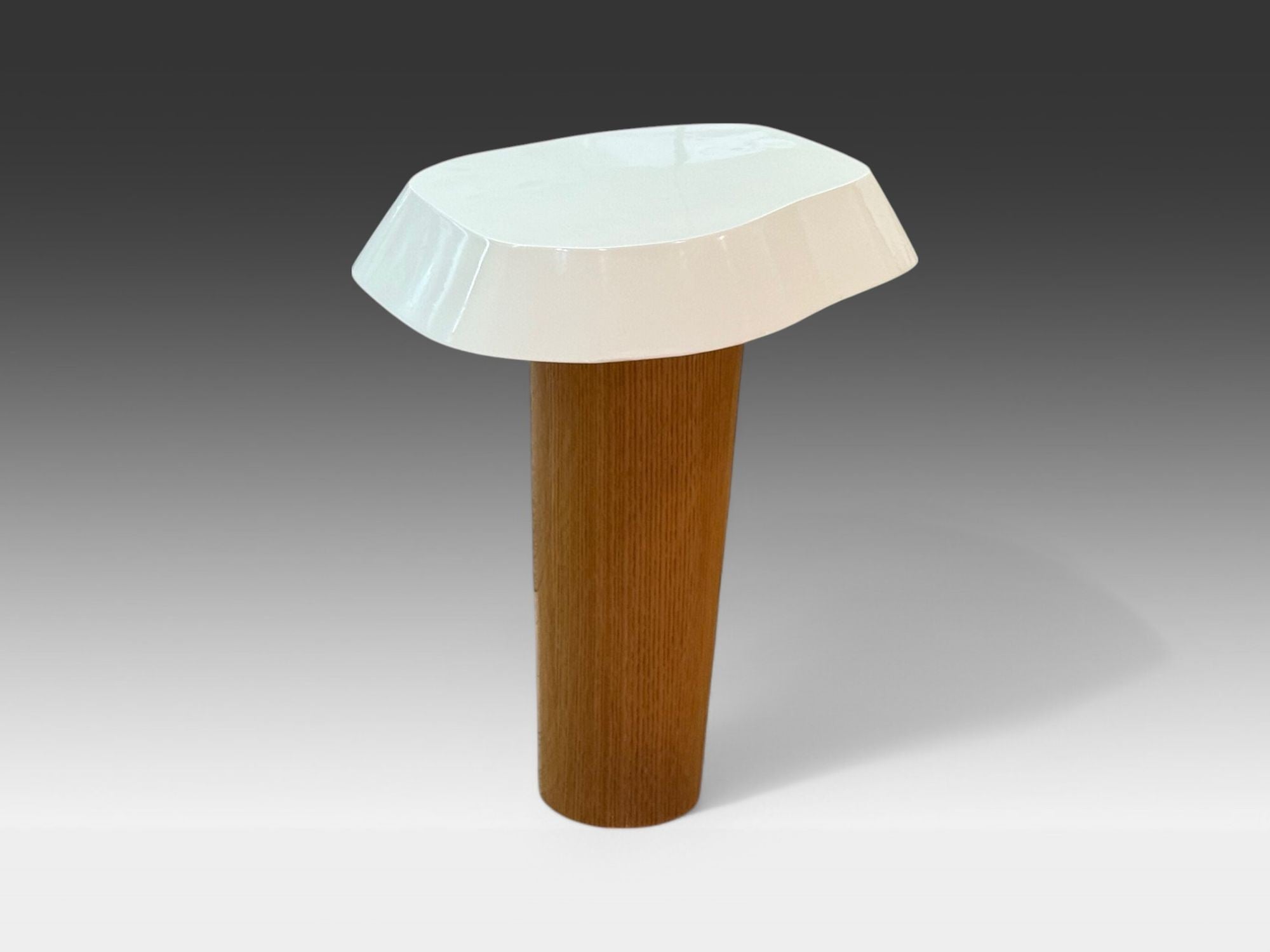 Contemporary, Organic Modern, Tall Side Table, White Lacquer, Oak, 21st C.