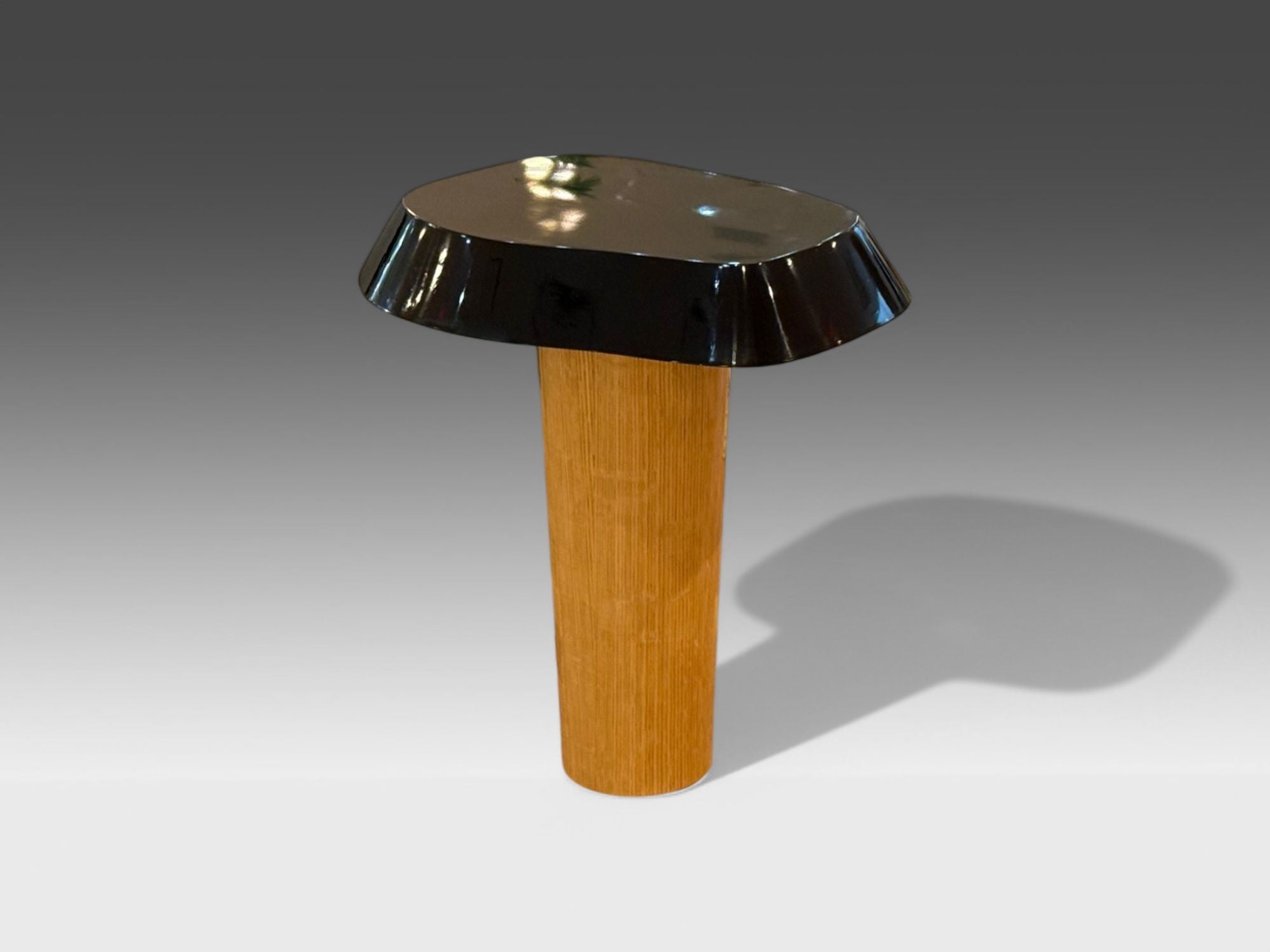 Contemporary, Organic Modern, Tall Side Table, Black Lacquer, Oak, 21st C.