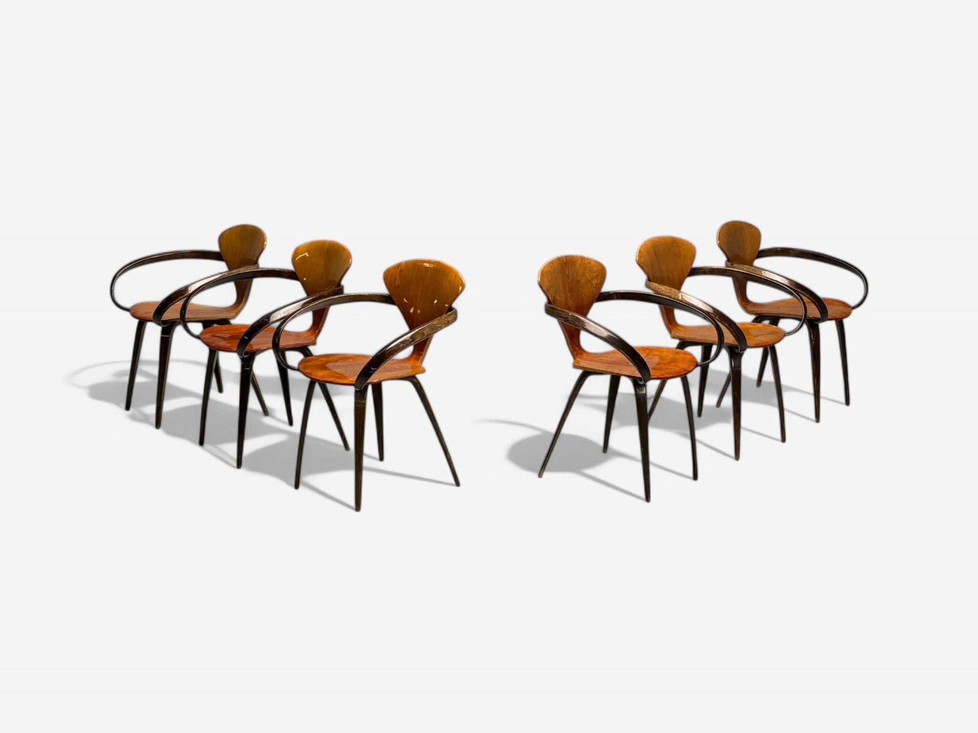 Norman Cherner, Plycraft, Mid-Century Modern, Pretzel Dining Chairs, USA, 1960s