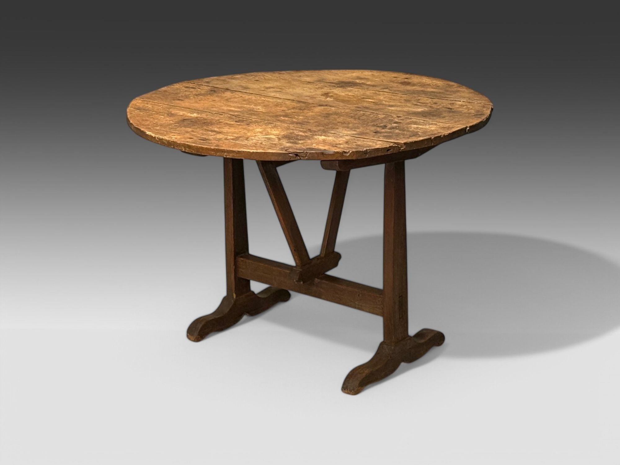 French Provincial, Wood, Wine Tasting Center Table, France, 19th C.