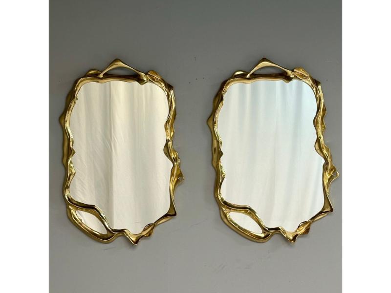 Contemporary, Organic Modern, Surrealist Bronze Wall Mirrors, Free Form