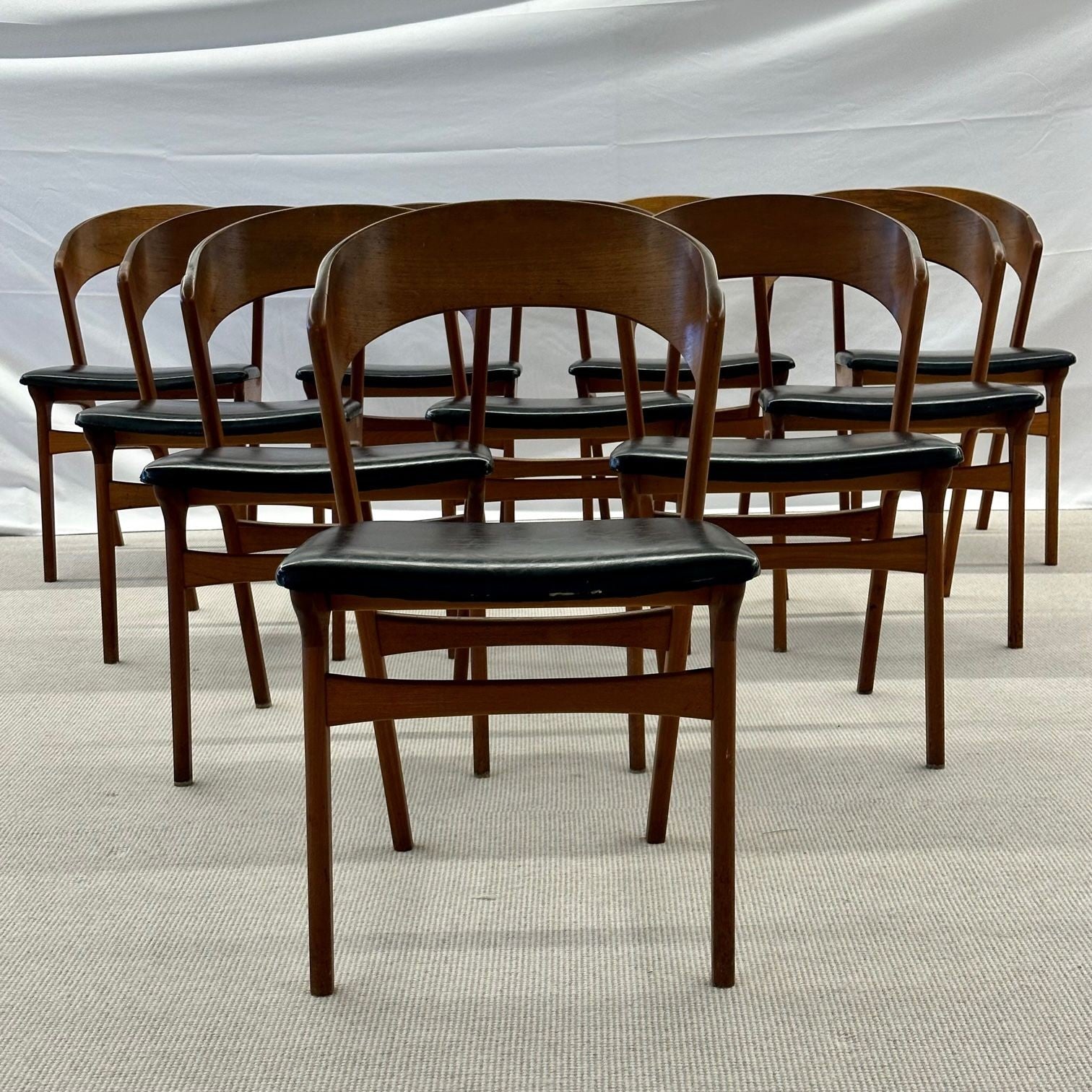 Set of Ten Kai Kristiansen Style Mid-Century Modern Dining / Side Chairs, Danish