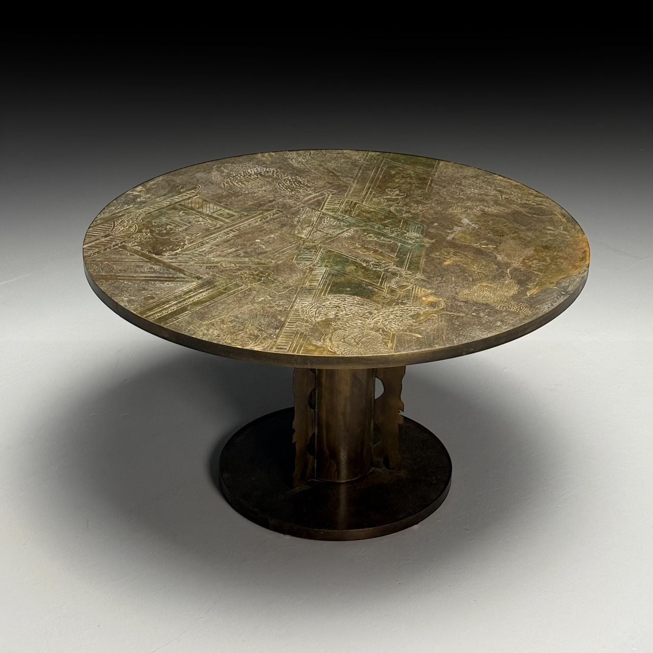 Philip & Kelvin LaVerne, Mid-Century Modern, Chan Center Table, Bronze, 1960s