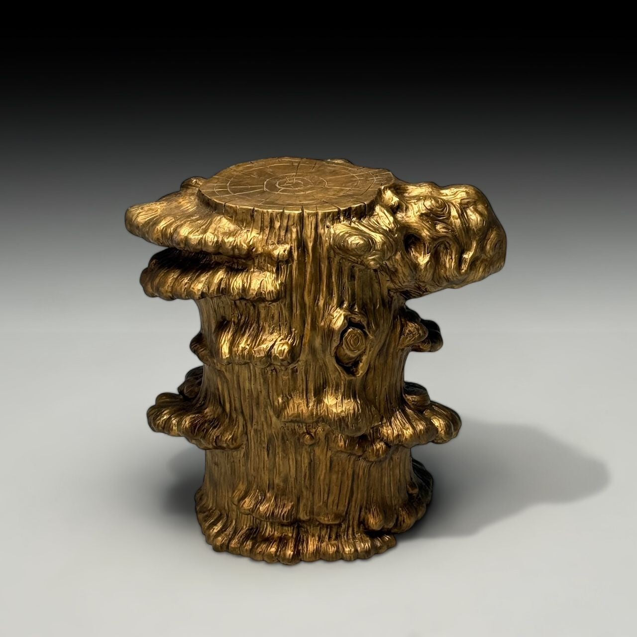 Modern Tree Trunk Sculptural Side Table, Cast Bronze, American, 21st C.