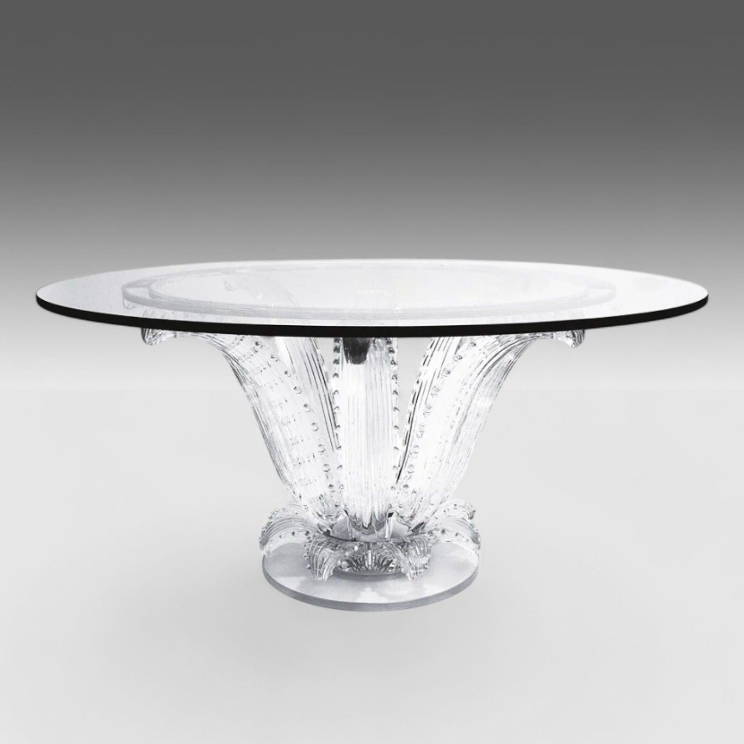 Lalique, Modern Cactus Center Table, Clear Crystal, 72" Glass, France, 1984