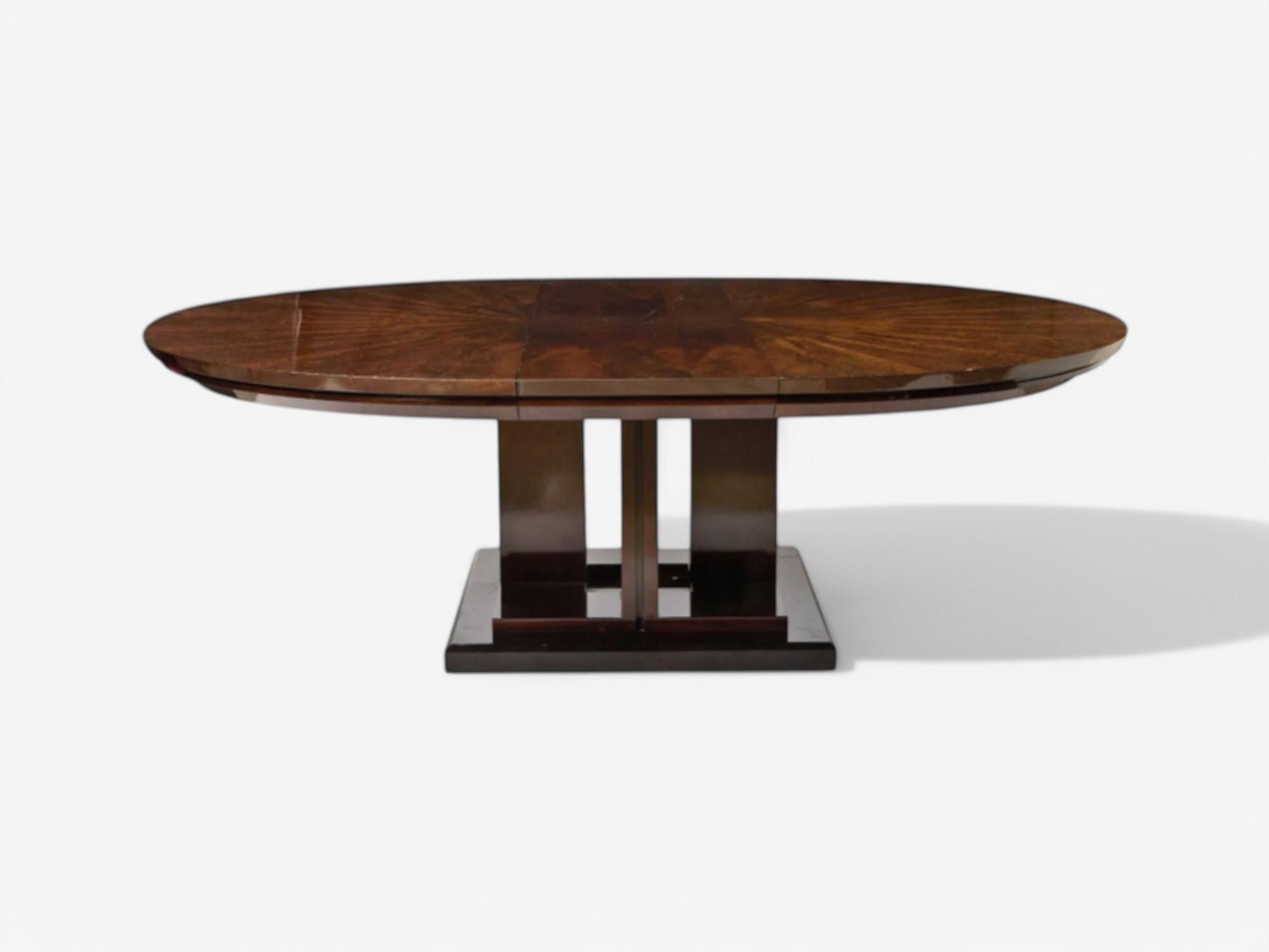 Art Deco Style, Sunburst Mahogany, Lacquer, Dining Table, Center Table, 20th C.