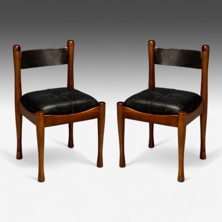 Silvio Coppola, Bernini, Italian Mid-Century Modern, Dining Chairs, Walnut 1960s