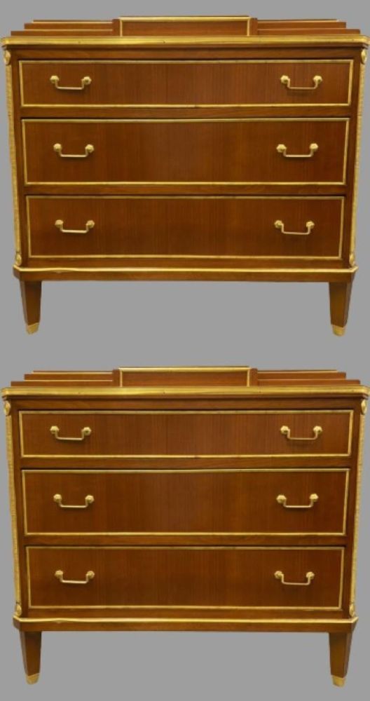 Pair Mahogany Up Russian Neoclassical Style Commodes / Nightstands