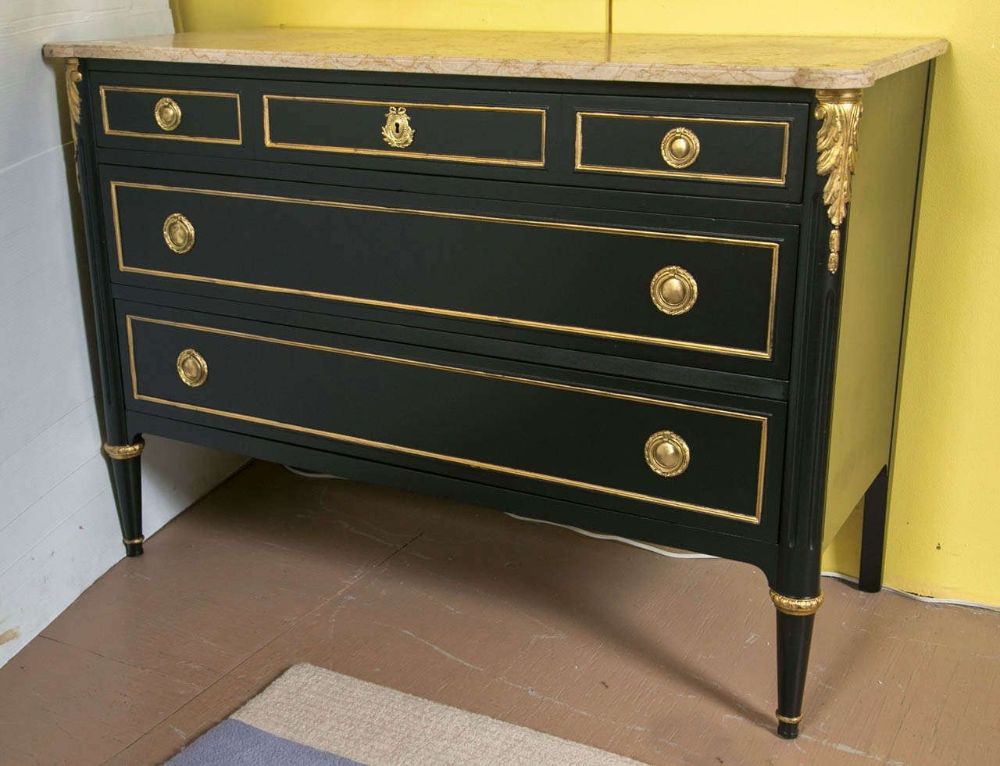 Ebonized Marble-Top Commode by Maison Jansen