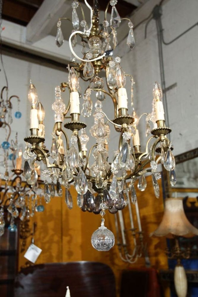 Bronze and Crystal Chandelier