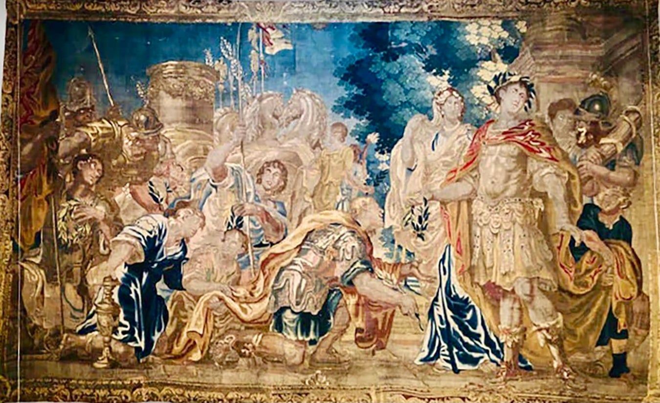 Palatial Flemish Tapestry, Daris at Constantinople, Wall Art, Silk, 17th Century