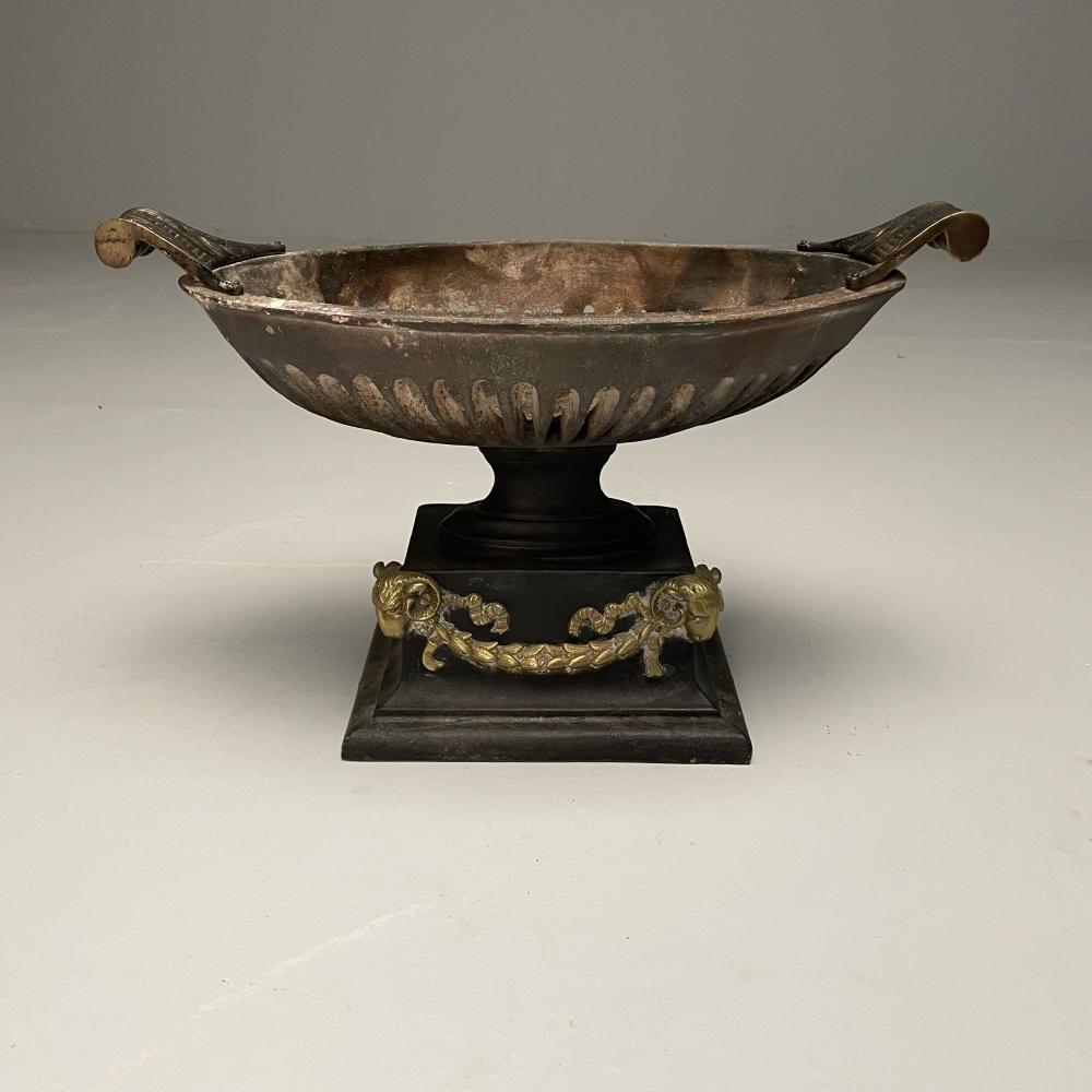 Regency, George III Style, Large Urn Planter, Cast Iron, Brass, England, 20th C.