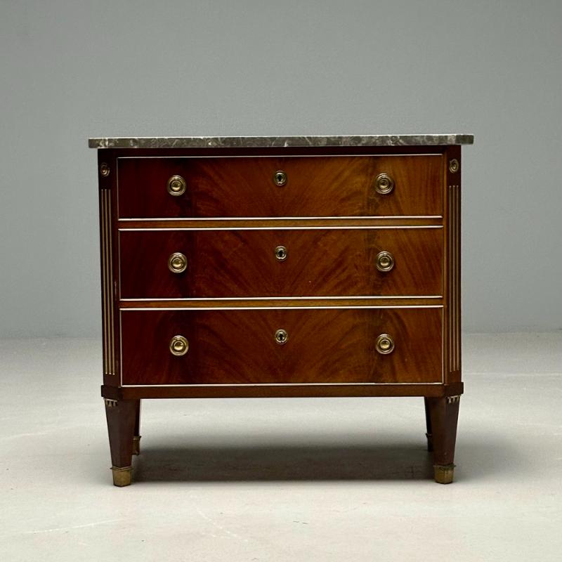 Gustavian, Louis XVI Style, Commode, Marble, Brass, Sweden, 1960s