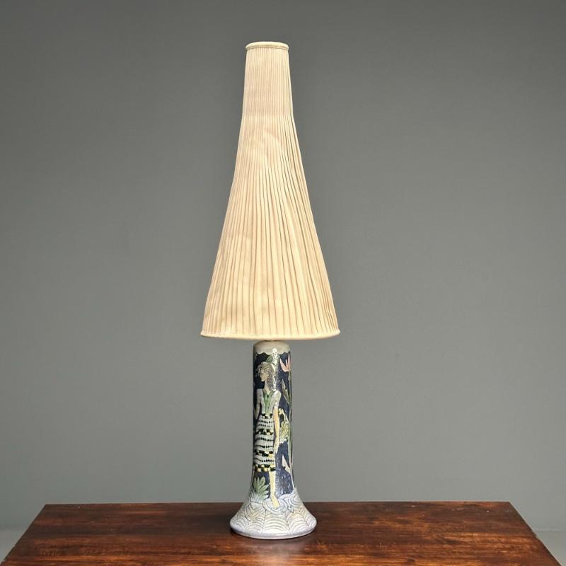 Midcentury Colorful Ceramic Lamp by Tilgman Keramik, 1960's, Blue, desk lamp, hotsell table lamp,