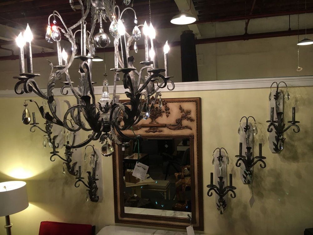 Palatial Silver Distressed Rustic Metal Chandelier by Schonbek