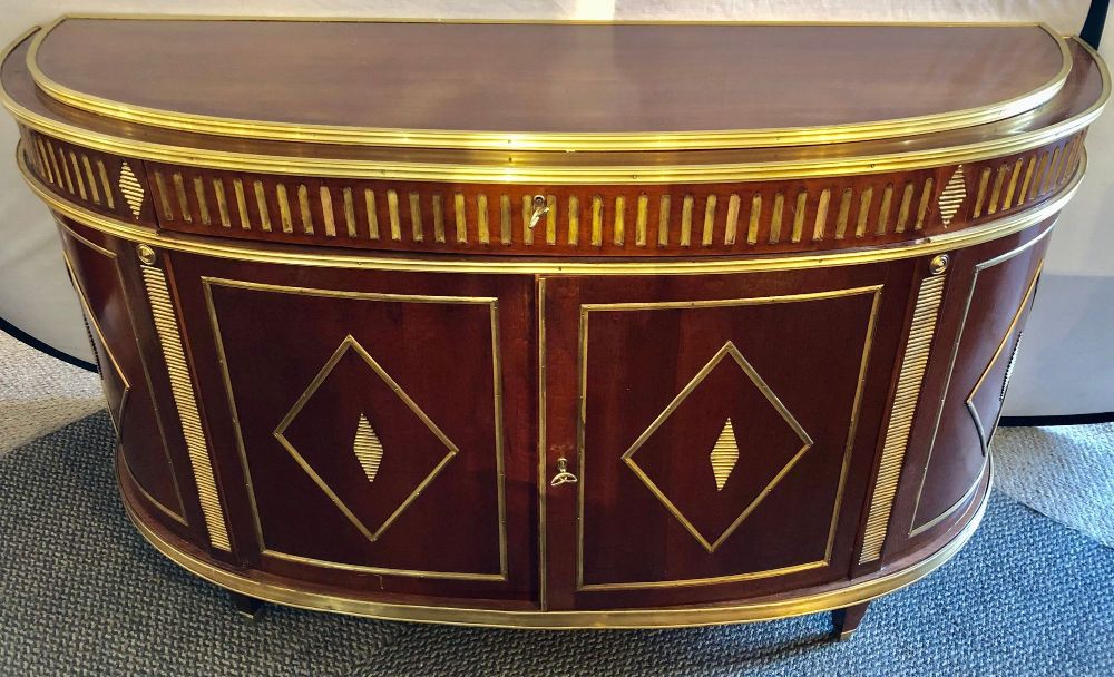 Palatial Russian Neoclassical Style Demilune Console Cabinet