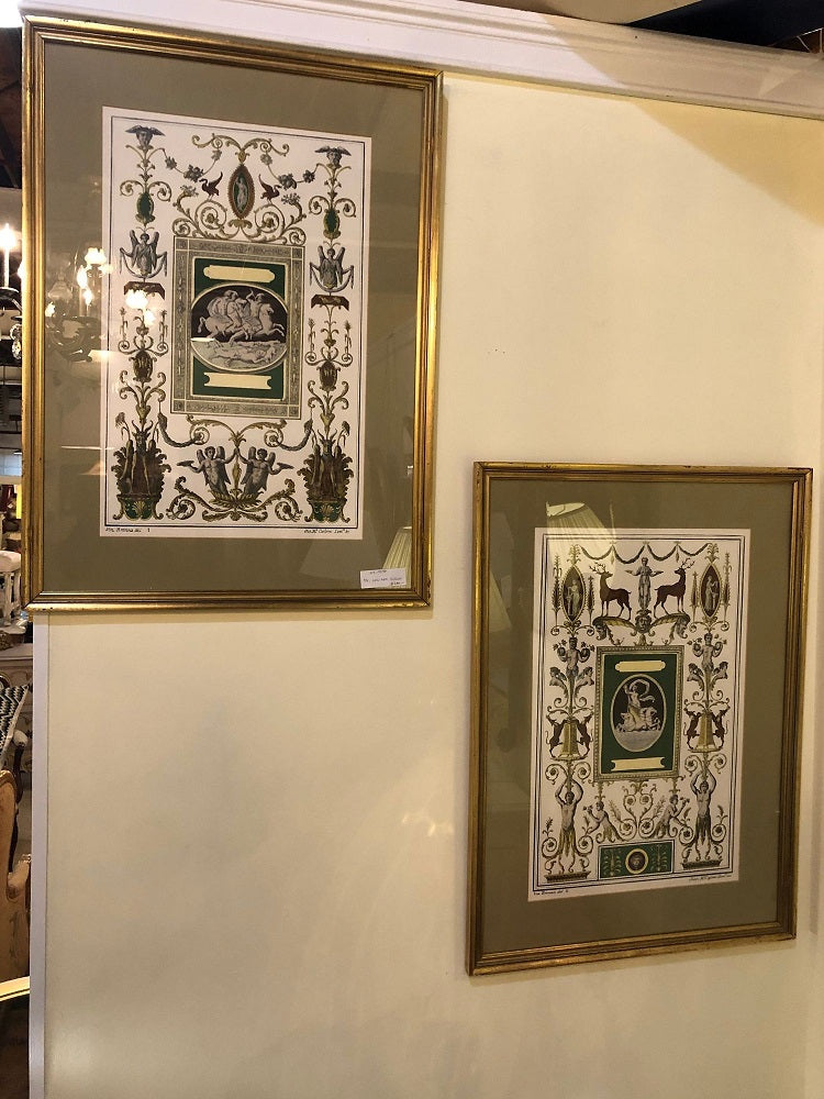 Pair of Italian Engravings Signed Gio Ma Calsini in Gilt Frames