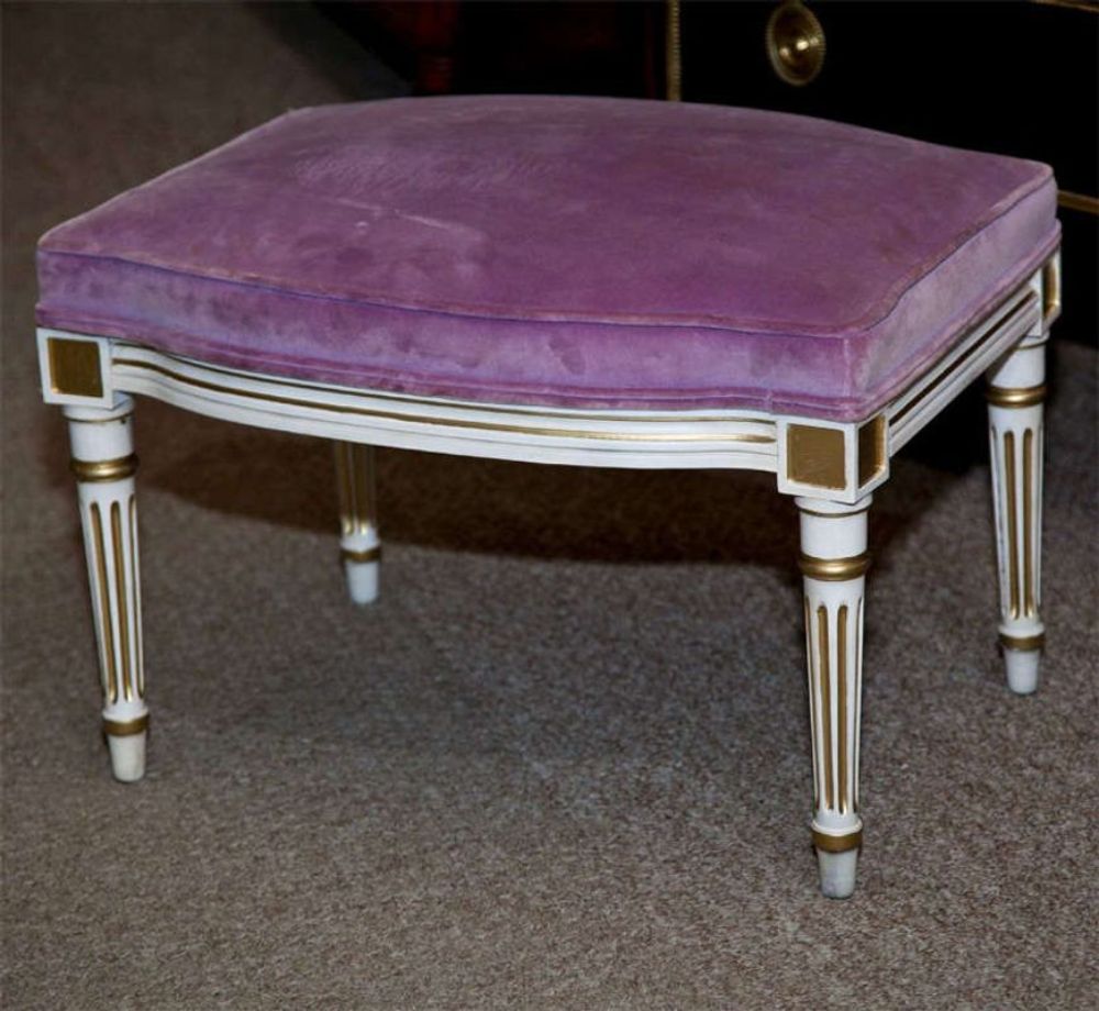 Pair of French Louis XVI Style Painted Foot Stools