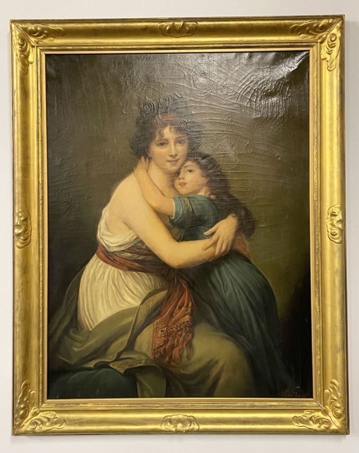 Large Oil on Canvas Mother and Child signed L. Nicolas