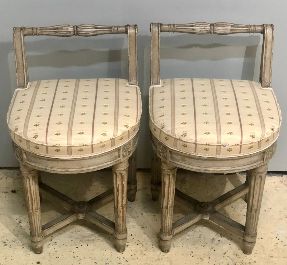 Pair of 18th Century French Musician's Chairs, Diminutive Chair or Stools