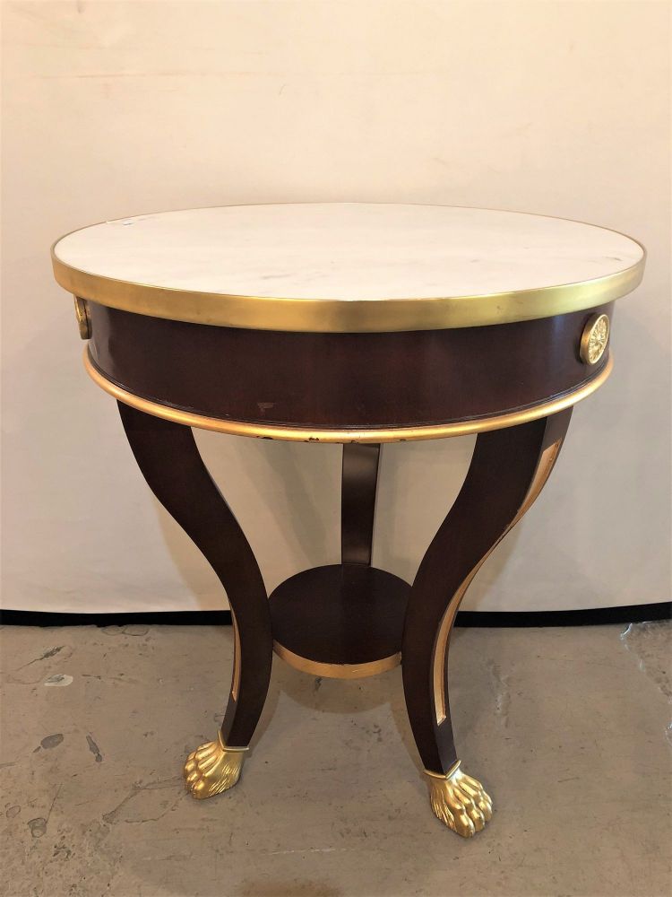 Jansen Style Claw Foot and Bronze Mounted Marble-Top Circular End Side Table