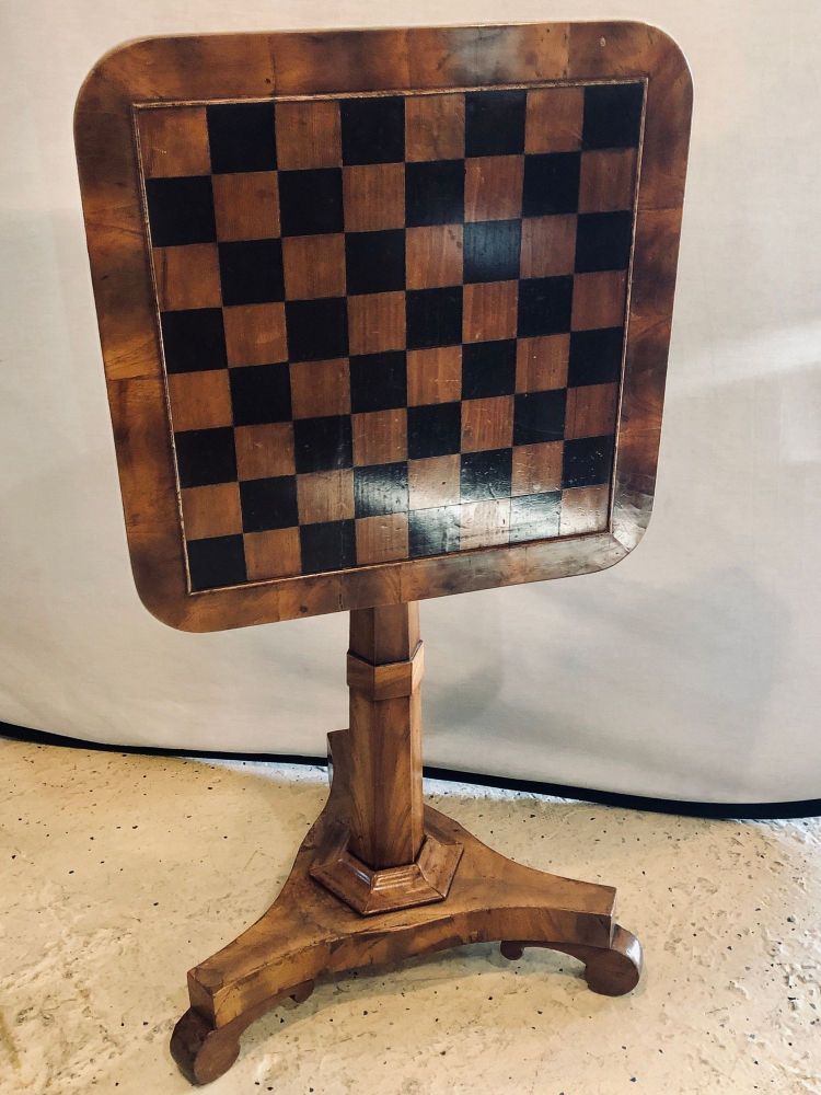 19th Century English Tilt-Top Game Checkerboard or Card Table