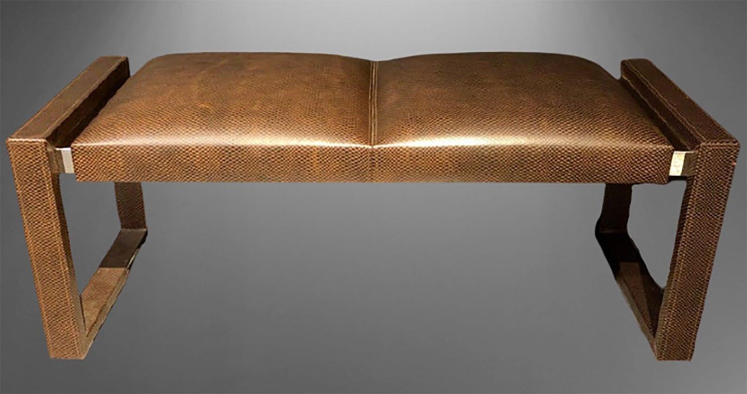 Loren Marsh Design Bench Embossed Leather and Polished Stainless Steel