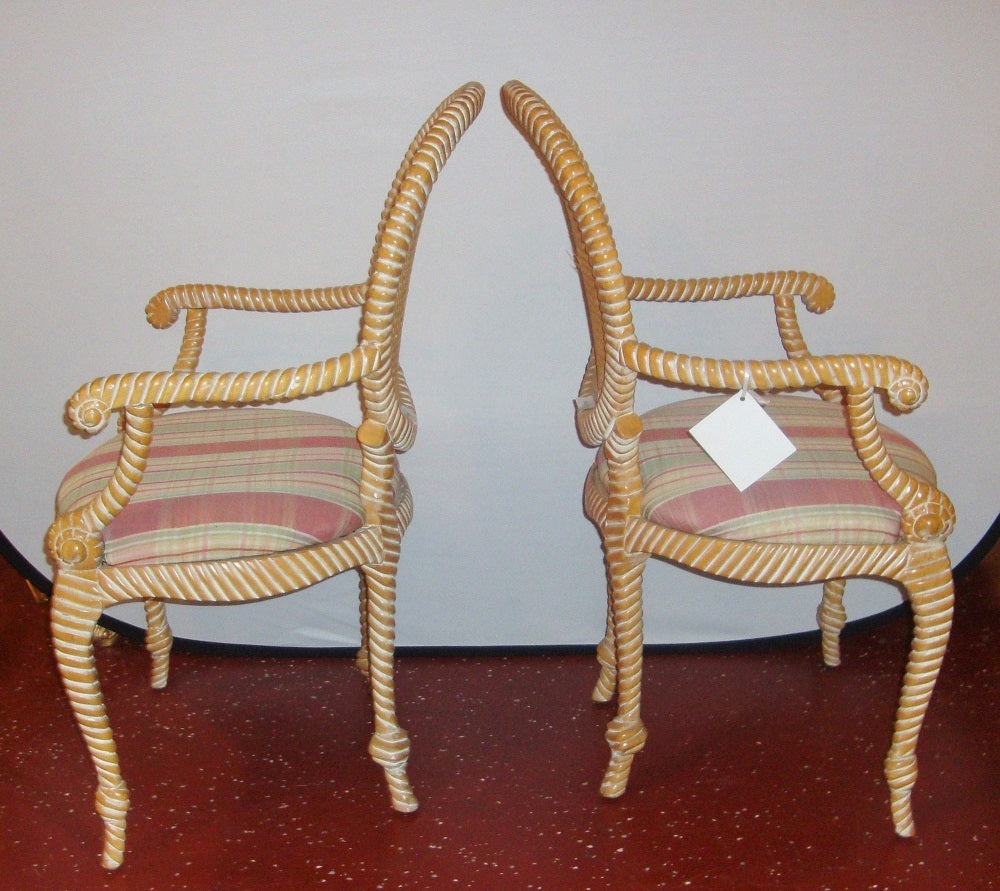 Pair of Twisted and Knotted Form Armchairs