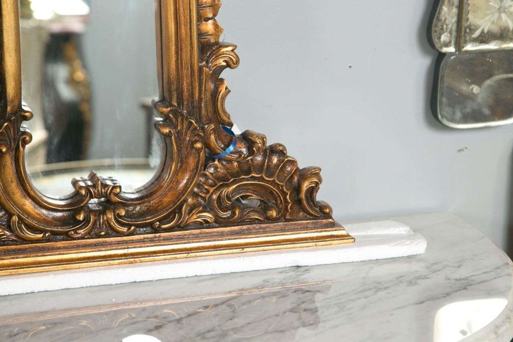 Fine French Carved Four Section Carved Rococo Over the Mantle Or Wall Mirror