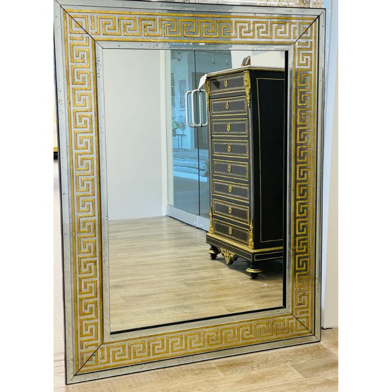 Contemporary, Hollywood Regency Style Greek Key Wall Mirrors, Etched Glass, 2024