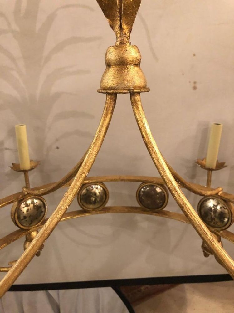 Mid-Century Modern Tommy Parzinger Style Hollywood Regency Chandelier, Gilt