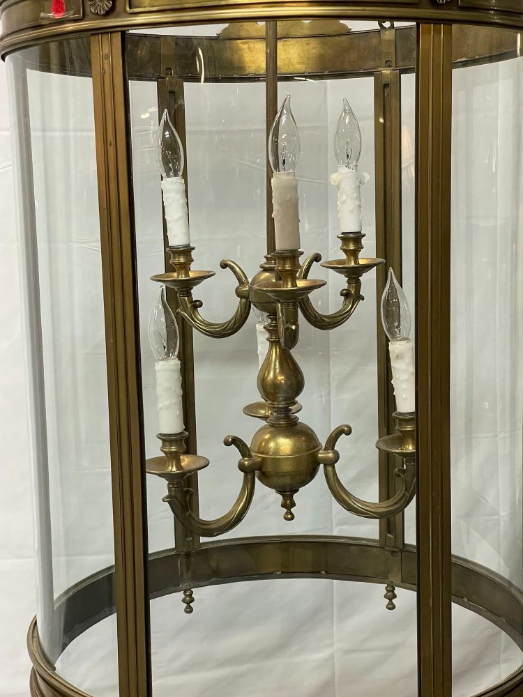 A 19th/Early 20th Century Solid Bronze Gothic Lantern, Six Lights. Circular