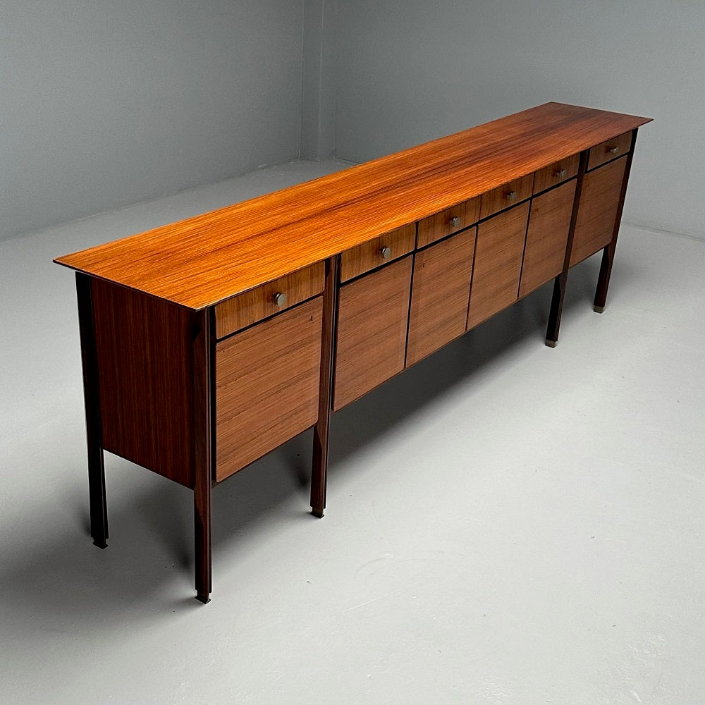 Italian Mid-Century Modern, Monumental Sideboard, Rosewood, Walnut, Italy, 1960s