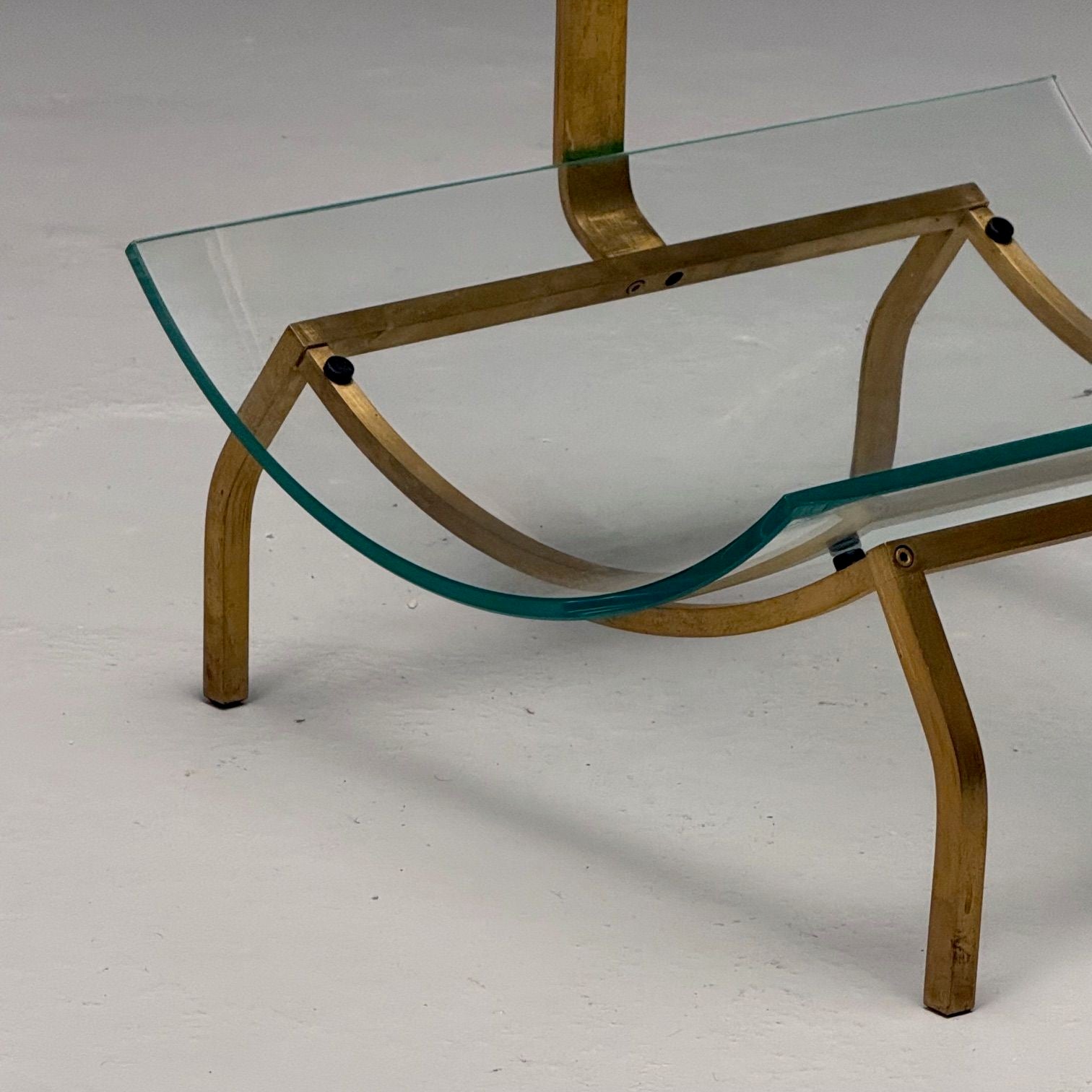 Fontana Arte, Italian Mid-Century Modern, Magazine Rack, Brass, Glass, 1970s