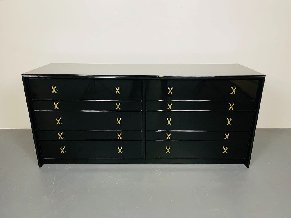 Hollywood Regency Ebony Dresser or Chest, Paul Frankl / John Stuart, Refinished