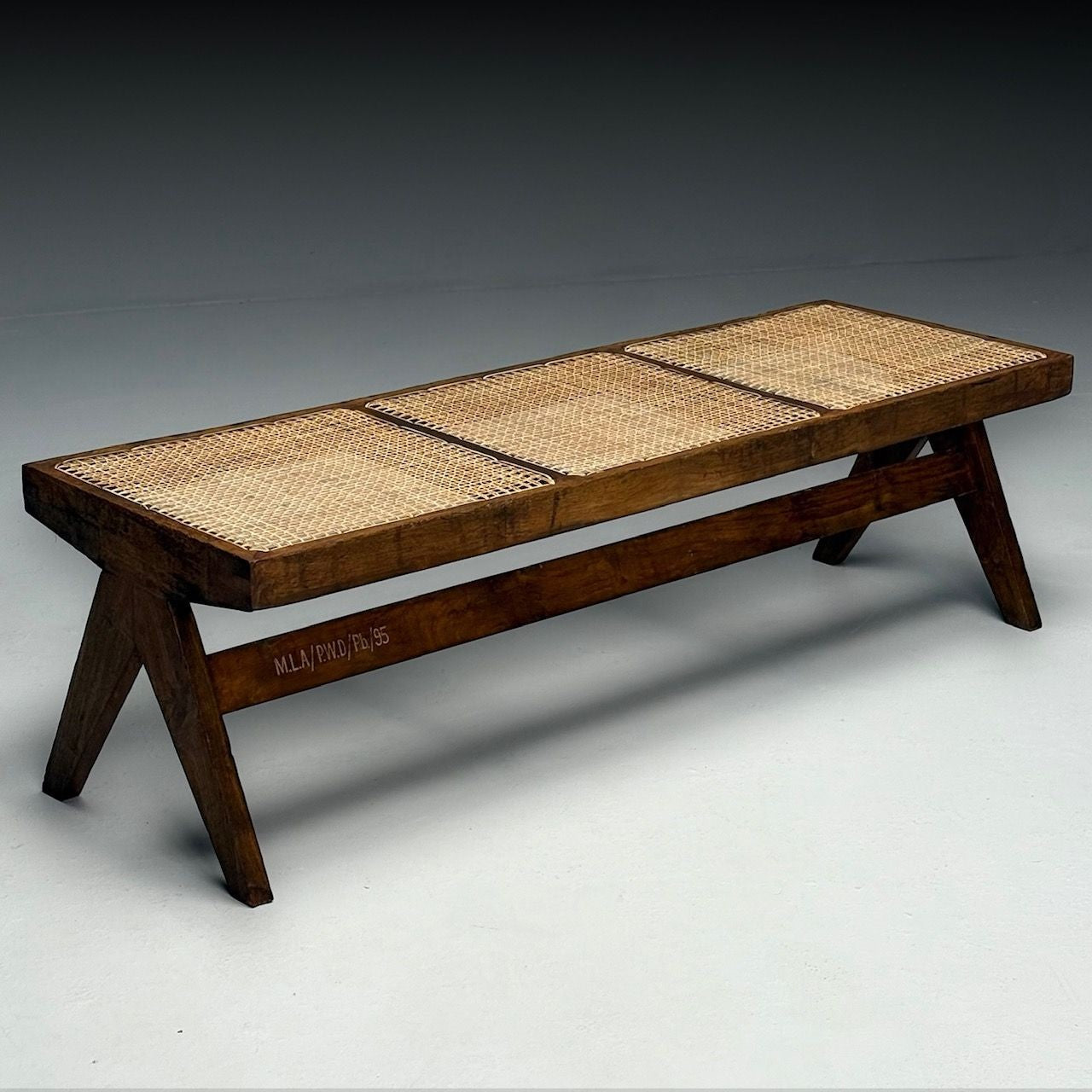 Pierre Jeanneret, French Mid-Century Modern Three Seat Benches, Teak, Chandigarh