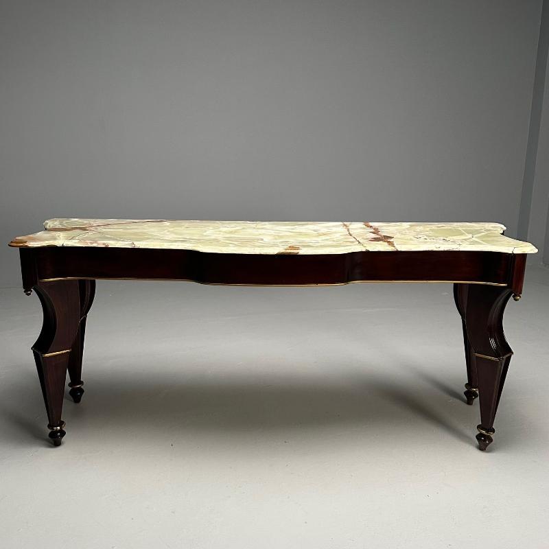 French Mahogany And Parcel Gilt Onyx Marble Top Console Table by Maison Jansen