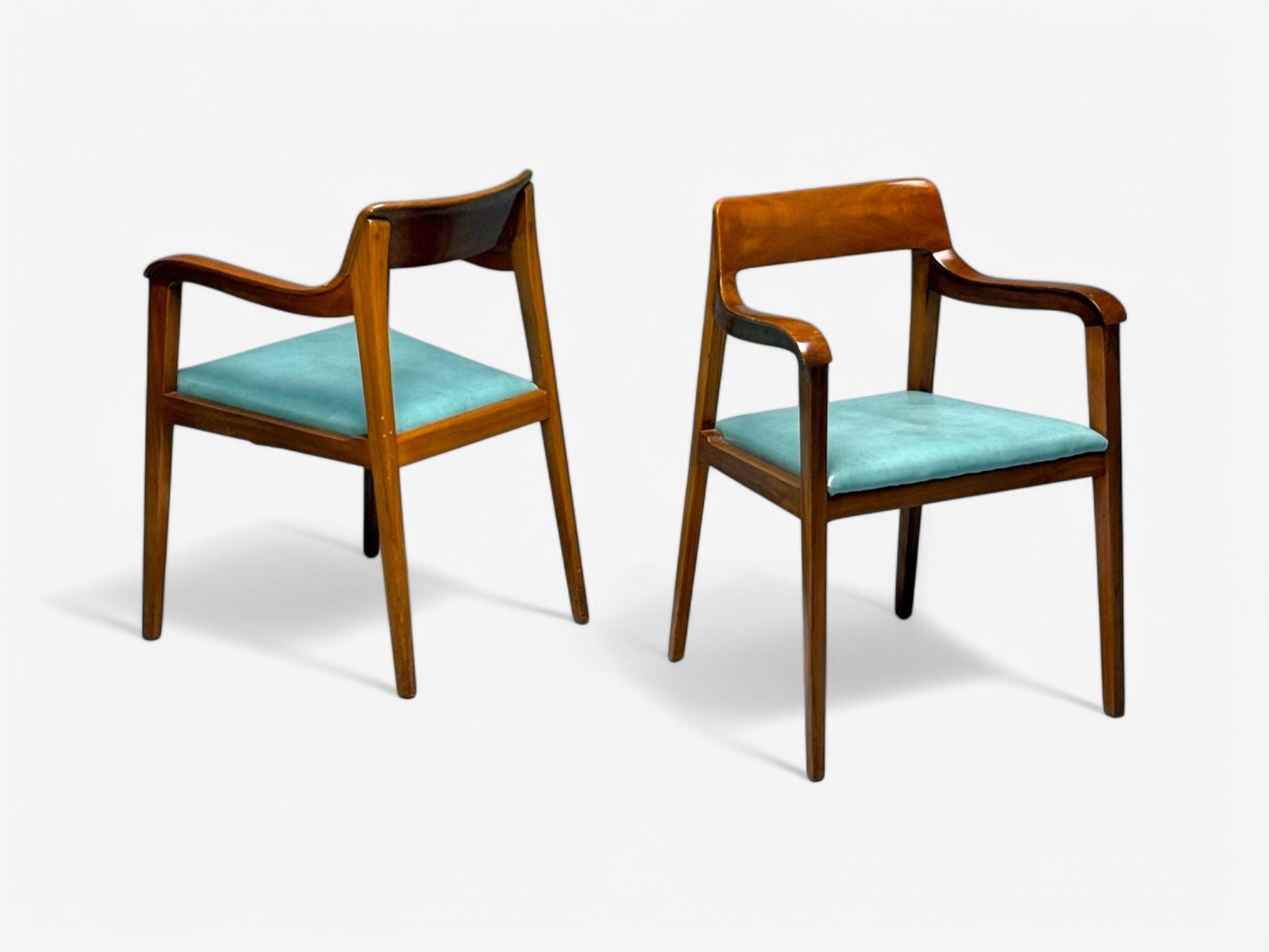 Edward Wormley, Dunbar, Six Riemerschmid Dining Chairs, Walnut, Leather, 1940s